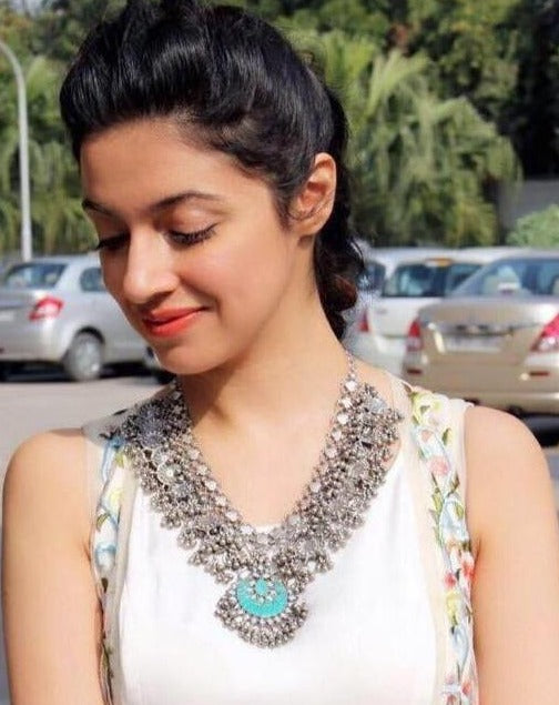 Divya Khosla in Sangeeta Boochra Silver Handmade Necklace-Necklace-Sangeeta Boochra