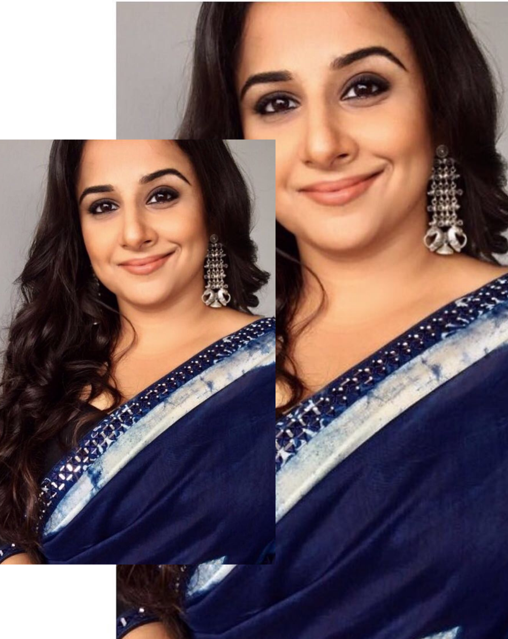 Vidya Balan in Silver Earrings-Earrings-Sangeeta Boochra