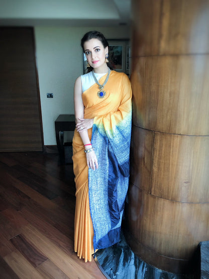 Dia Mirza in Earrings And Necklace With 24k Gold Plated And Cz, Blue Glass Stone-Earrings-Sangeeta Boochra