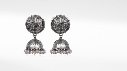 Iris Silver Jhumkas