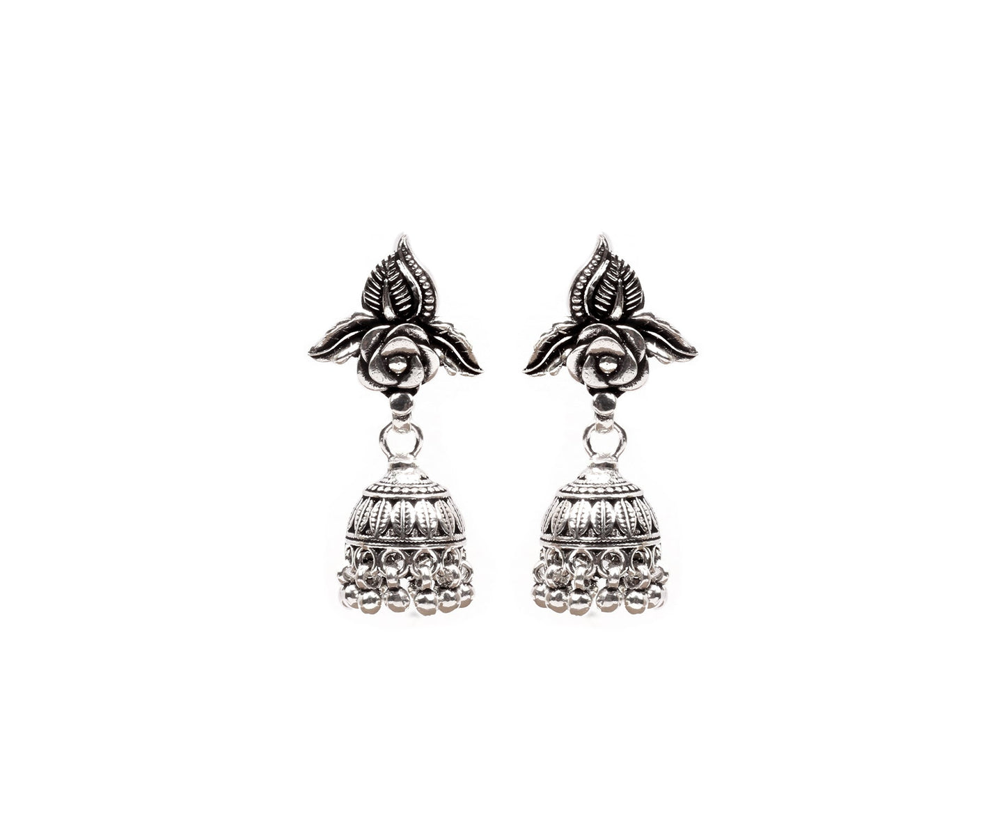 Silver Handcrafted Tribal Silver Earrings-Earrings-Sangeeta Boochra