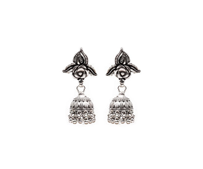 Silver Handcrafted Tribal Silver Earrings-Earrings-Sangeeta Boochra