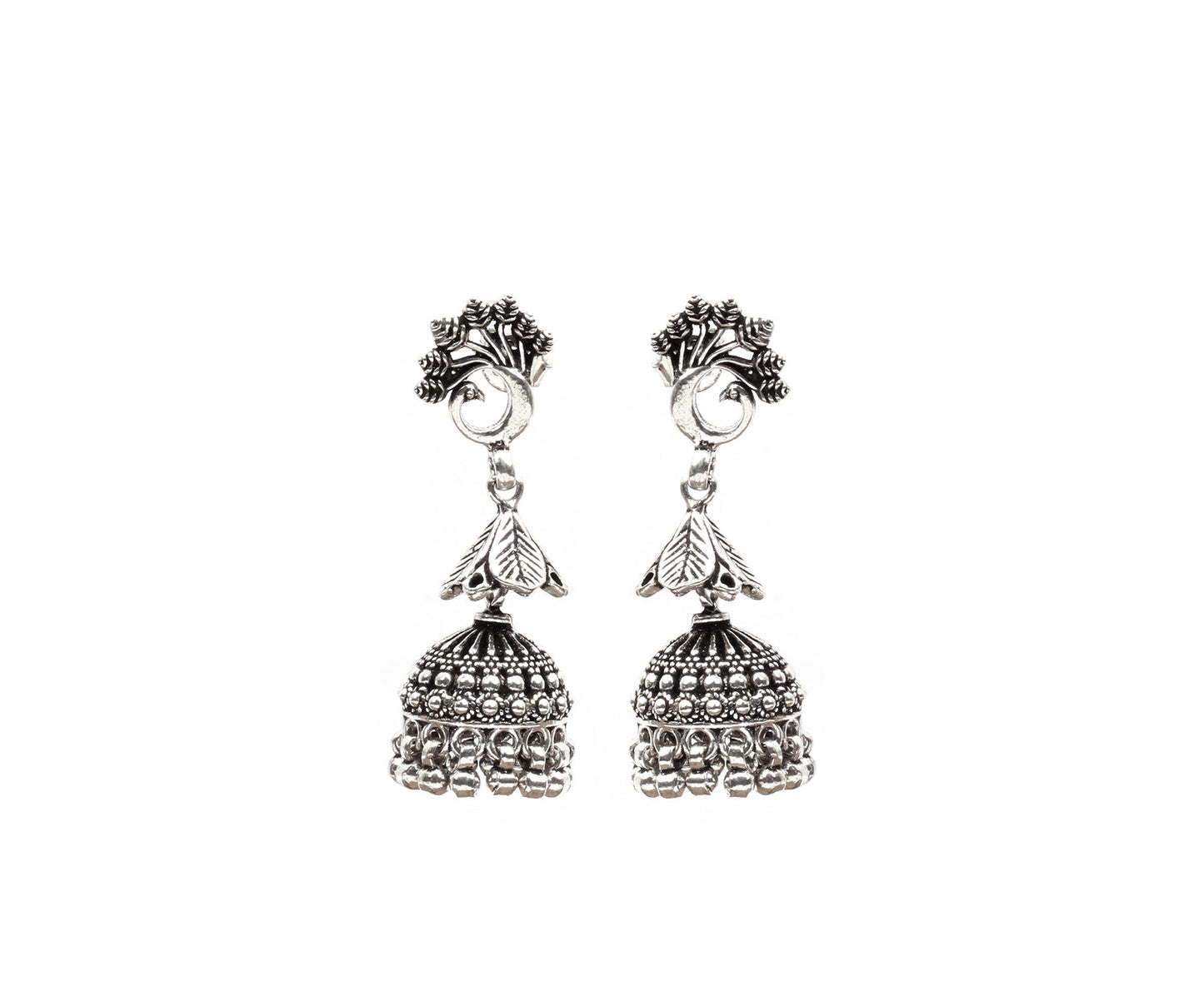 Silver Handcrafted Tribal Silver Earrings-Earrings-Sangeeta Boochra