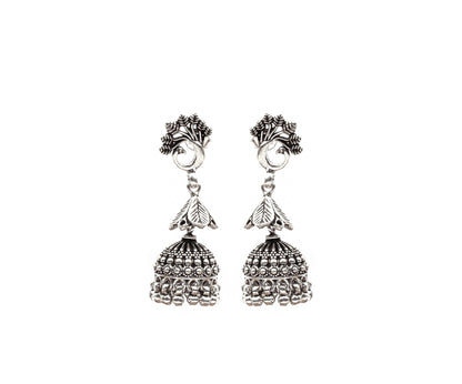 Silver Handcrafted Tribal Silver Earrings-Earrings-Sangeeta Boochra