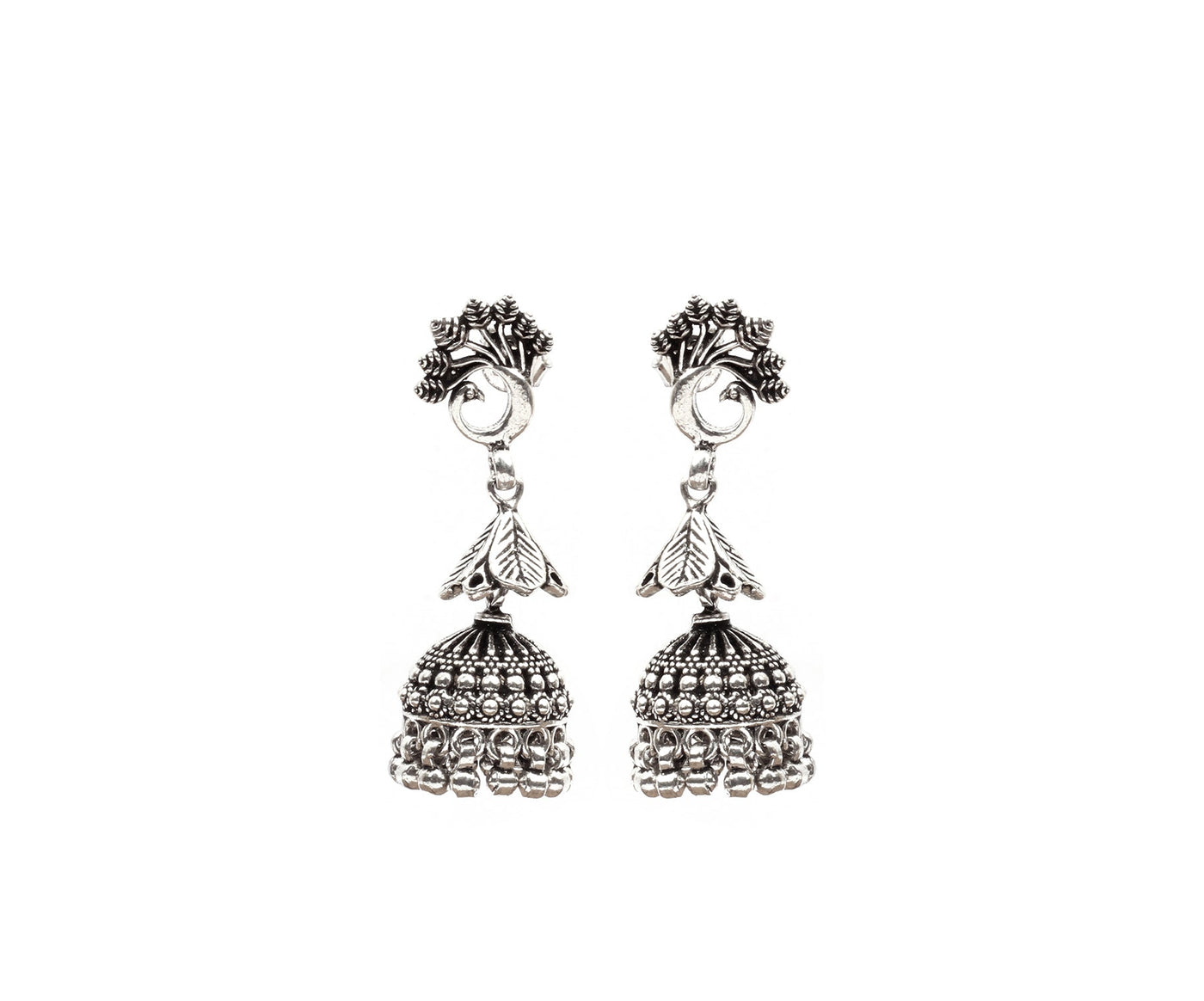 Silver Handcrafted Tribal Silver Earrings-Earrings-Sangeeta Boochra