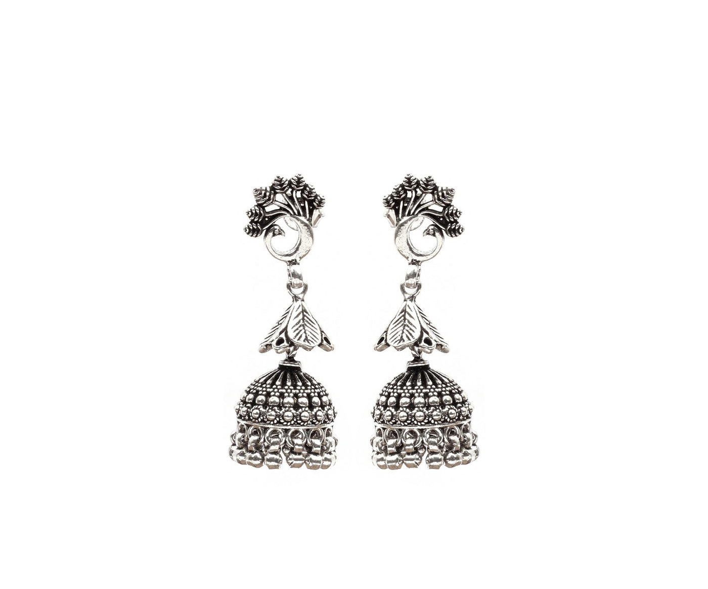 Silver Handcrafted Tribal Silver Earrings-Earrings-Sangeeta Boochra