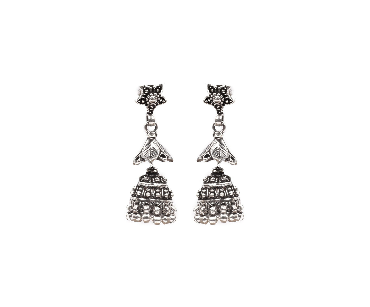 Silver Handcrafted Tribal Silver Earrings-Earrings-Sangeeta Boochra