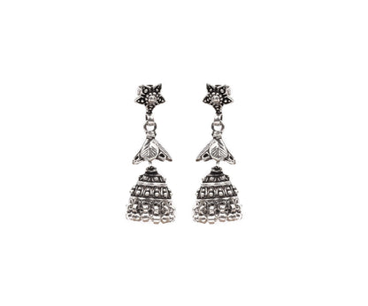 Silver Handcrafted Tribal Silver Earrings-Earrings-Sangeeta Boochra