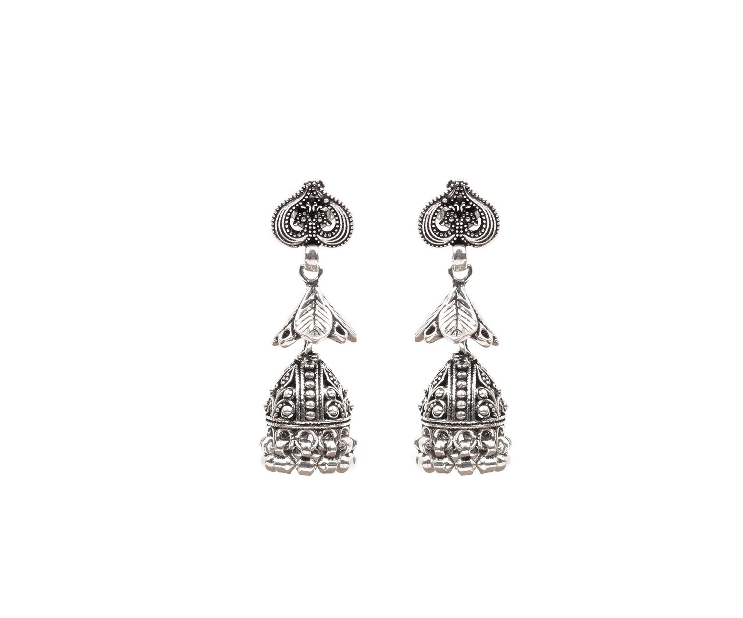 Silver Handcrafted Tribal Silver Earrings-Earrings-Sangeeta Boochra