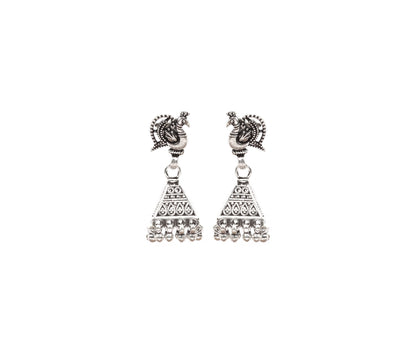 Silver Handcrafted Tribal Silver Earrings-Earrings-Sangeeta Boochra