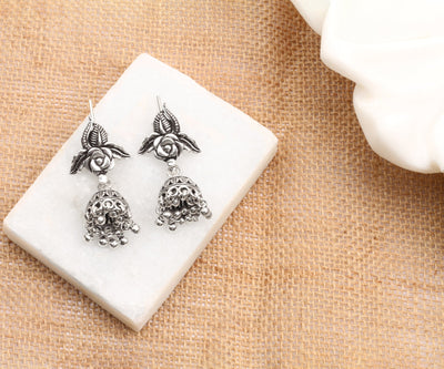Silver Handcrafted Tribal Silver Earrings-Earrings-Sangeeta Boochra