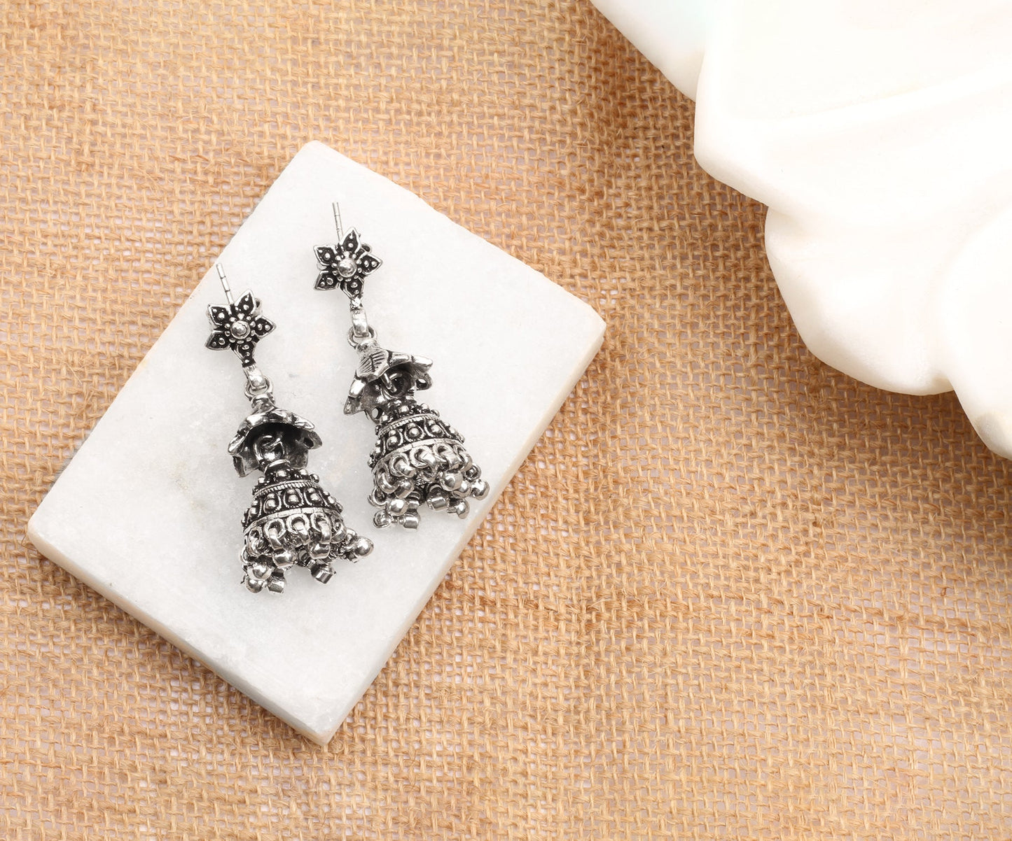 Silver Handcrafted Tribal Silver Earrings-Earrings-Sangeeta Boochra