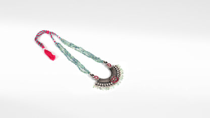 Wajiha Silver Beaded Necklace