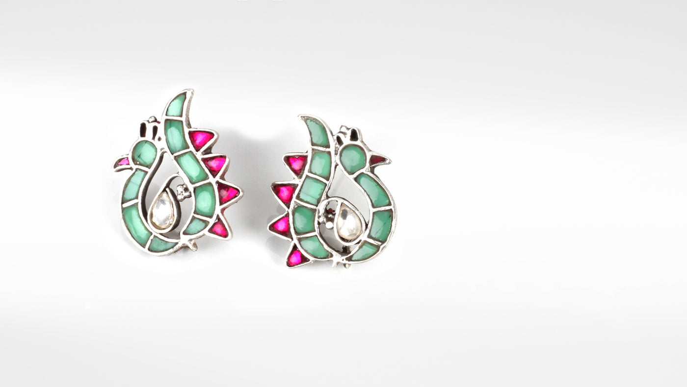 Shanaya Silver Peacock Earrings