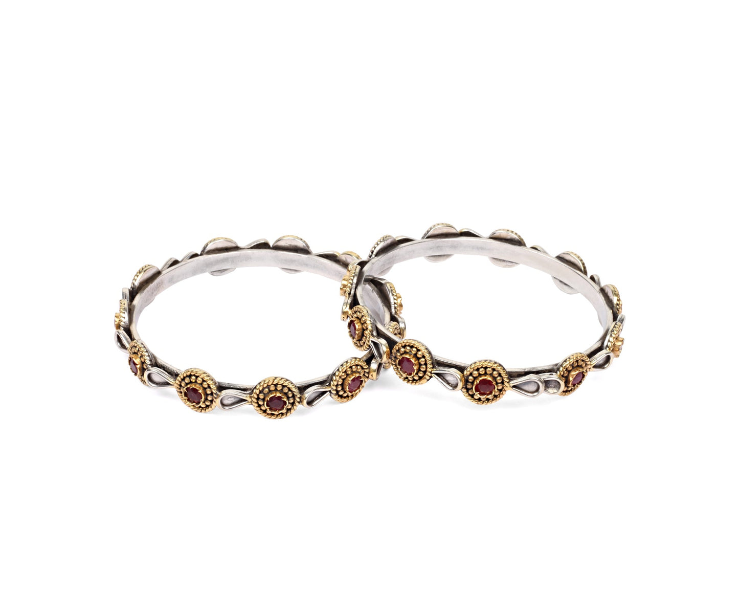 Sangeeta Boochra Tribal Silver Bracelet with Ruby-Bracelets-Sangeeta Boochra