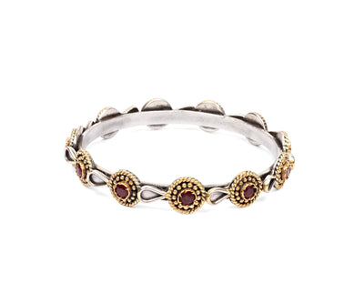 Sangeeta Boochra Tribal Silver Bracelet with Ruby-Bracelets-Sangeeta Boochra