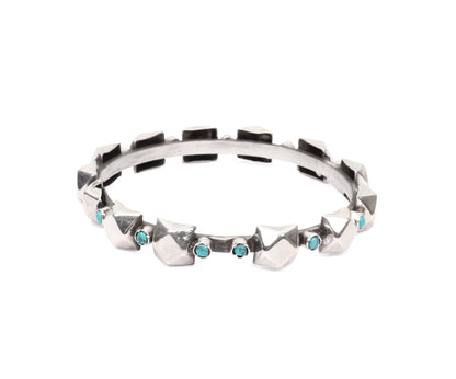 Sangeeta Boochra Tribal Silver Bracelet With Turquoise-Bracelets-Sangeeta Boochra