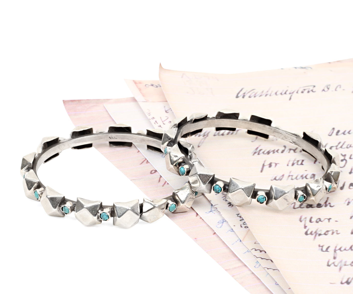 Sangeeta Boochra Tribal Silver Bracelet With Turquoise-Bracelets-Sangeeta Boochra