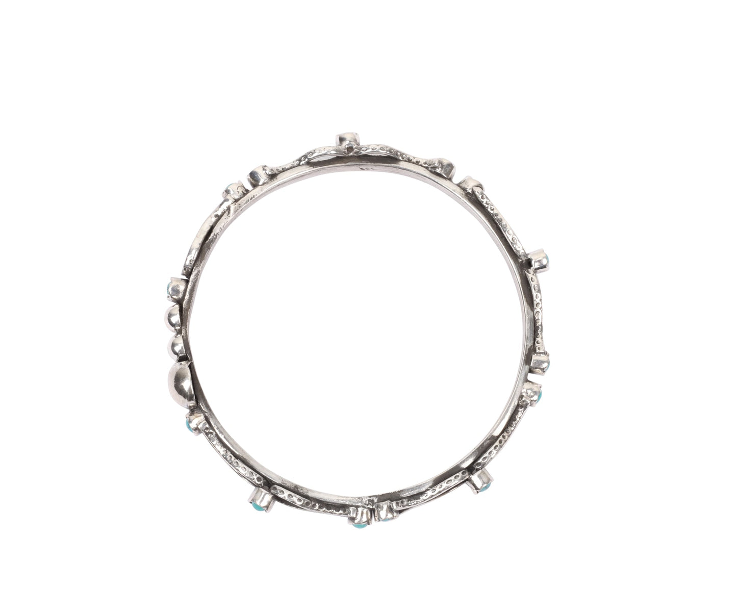 Sangeeta Boochra Tribal Silver Bracelet With Turquoise-Bracelets-Sangeeta Boochra