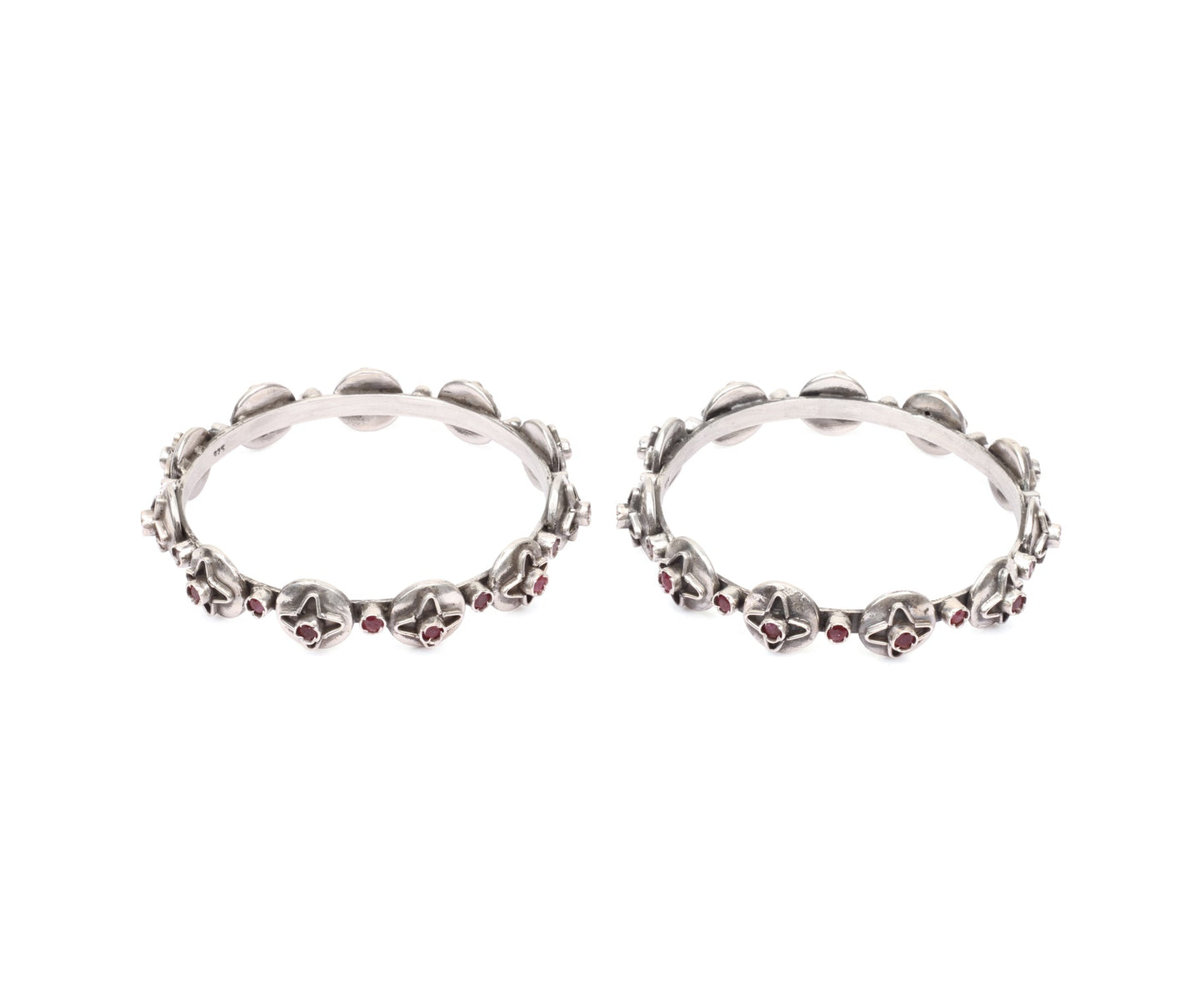 Sangeeta Boochra Tribal Silver Bracelet with Ruby-Bracelets-Sangeeta Boochra