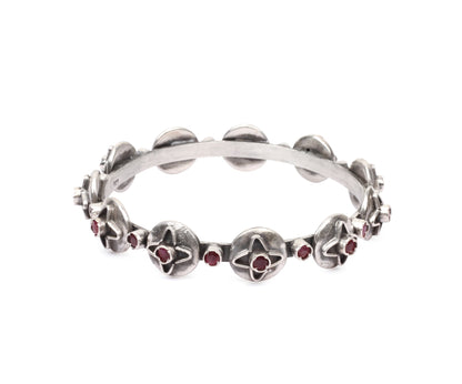 Sangeeta Boochra Tribal Silver Bracelet with Ruby-Bracelets-Sangeeta Boochra