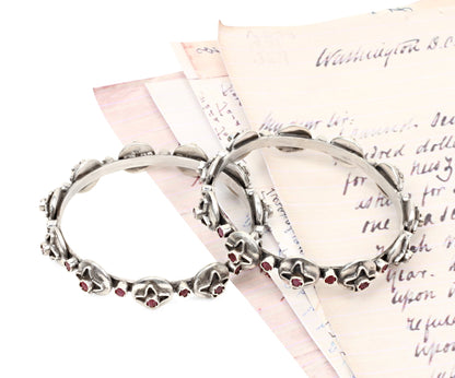 Sangeeta Boochra Tribal Silver Bracelet with Ruby-Bracelets-Sangeeta Boochra