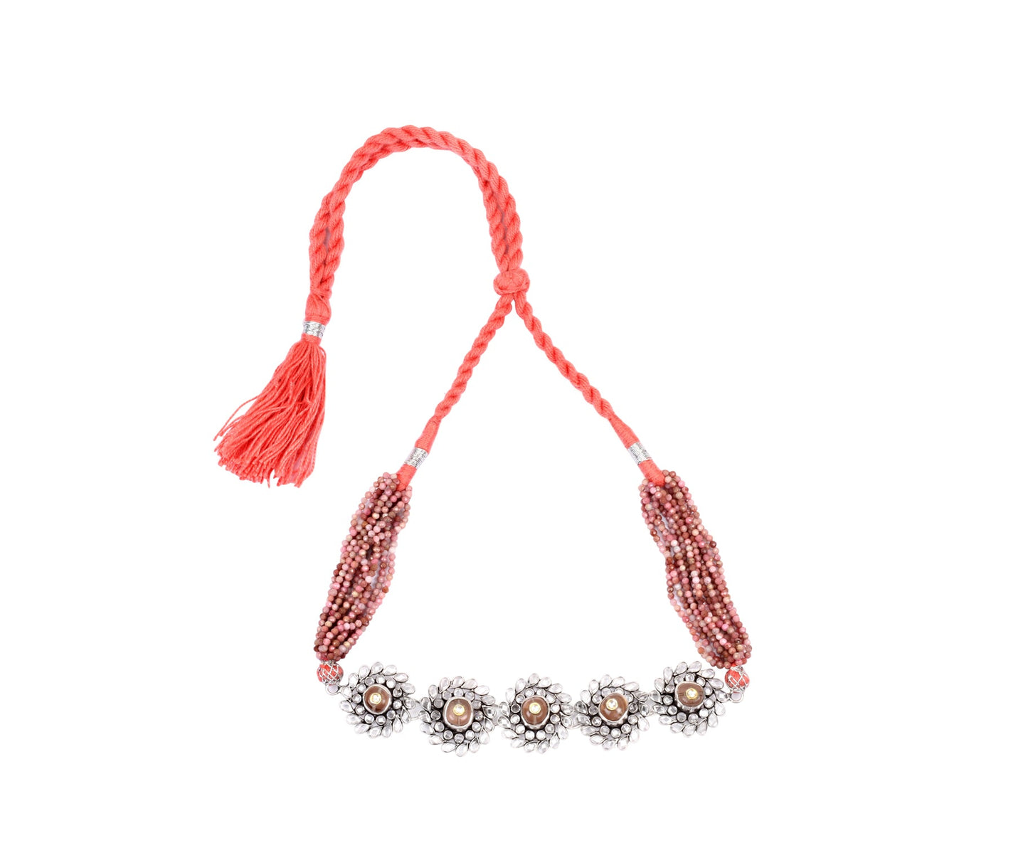 Silver Handcrafted OrangeTribal Silver Necklace-Necklace-Sangeeta Boochra