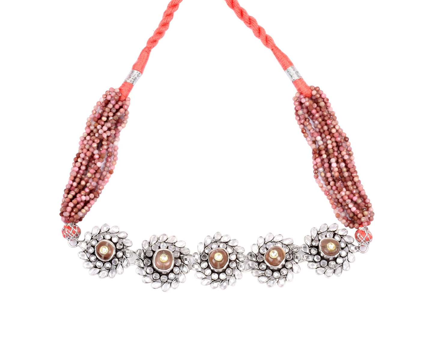 Silver Handcrafted OrangeTribal Silver Necklace-Necklace-Sangeeta Boochra