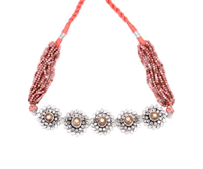 Silver Handcrafted OrangeTribal Silver Necklace-Necklace-Sangeeta Boochra