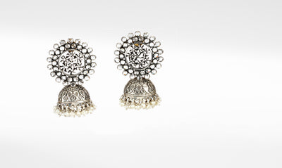 Silver Tisha Jhumka Earrings