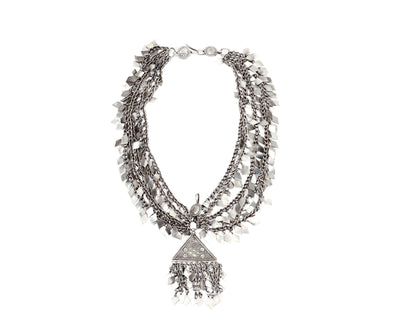 Silver Handcrafted Tribal Silver Necklace-Necklace-Sangeeta Boochra
