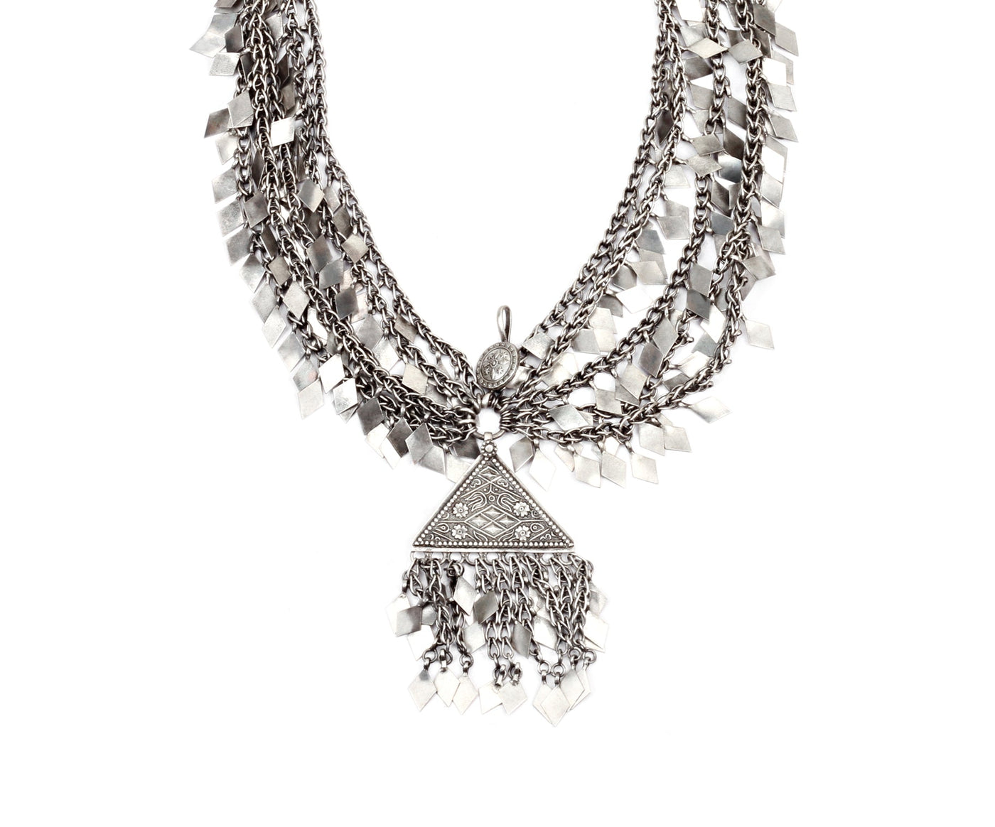 Silver Handcrafted Tribal Silver Necklace-Necklace-Sangeeta Boochra