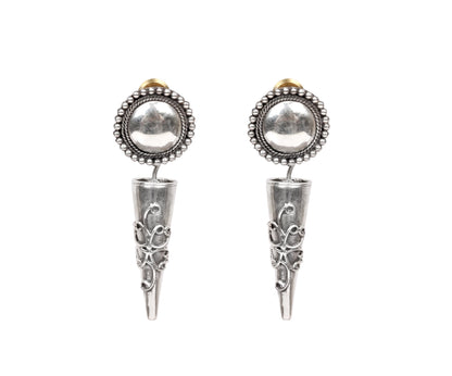 Silver Handcrafted Tribal Silver Earrings-Earrings-Sangeeta Boochra