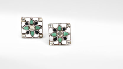 Silver Zeta Stud Earrings