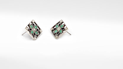 Silver Zeta Stud Earrings