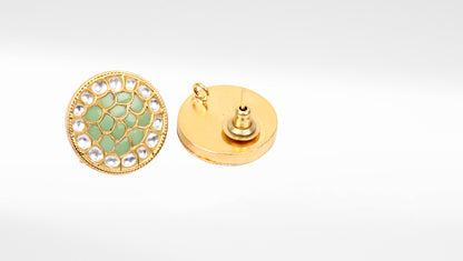 Sangeeta Boochra Gold Plated Green Trifling Silver Studs