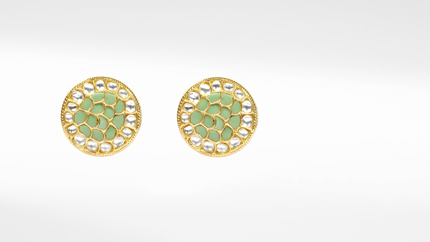 Sangeeta Boochra Gold Plated Green Trifling Silver Studs