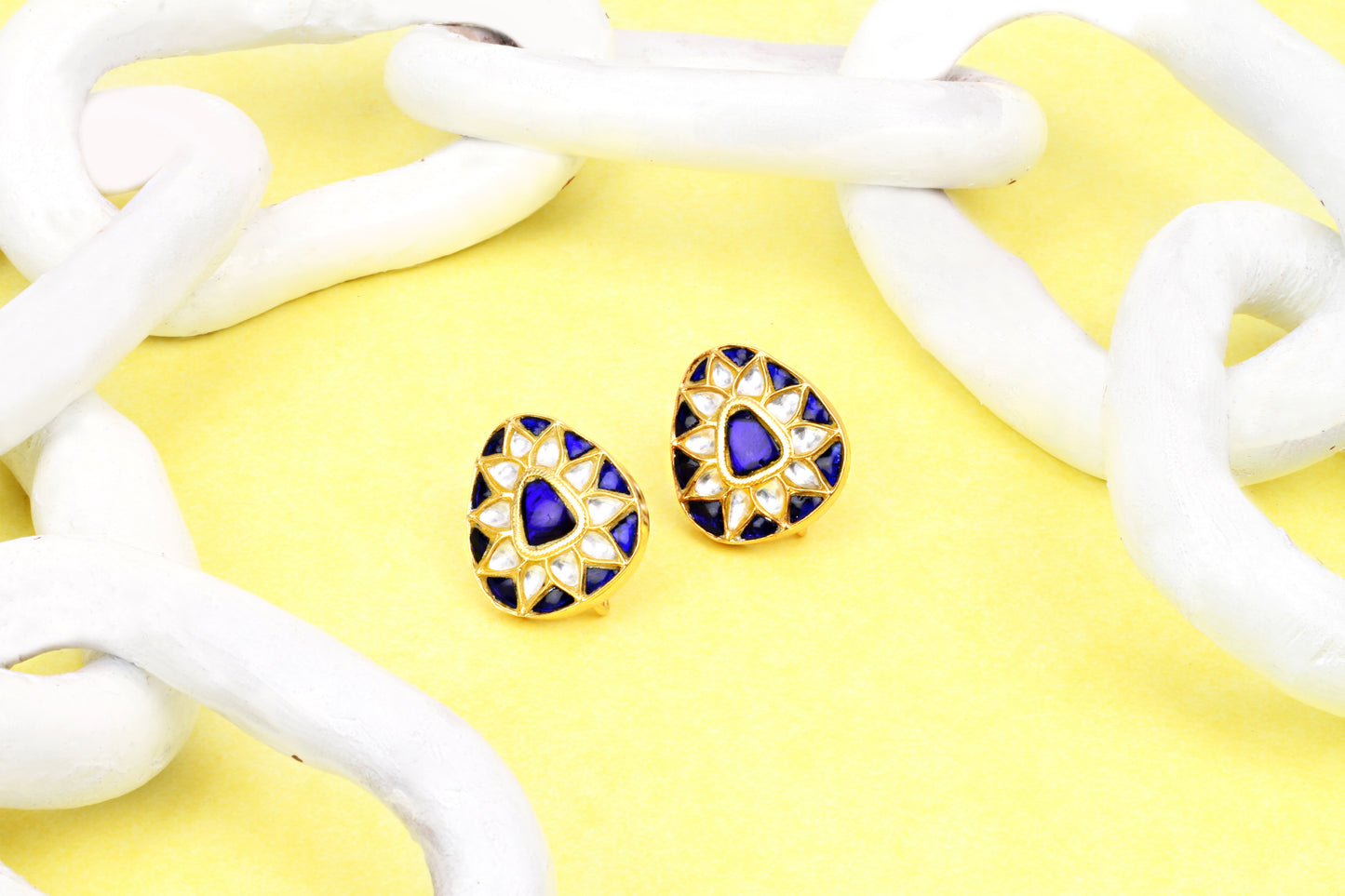 Sangeeta Boochra Gold Plated Blue Sapphire Studs