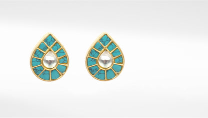 Sangeeta Boochra Gold Plated Turquoise Blue Silver Studs