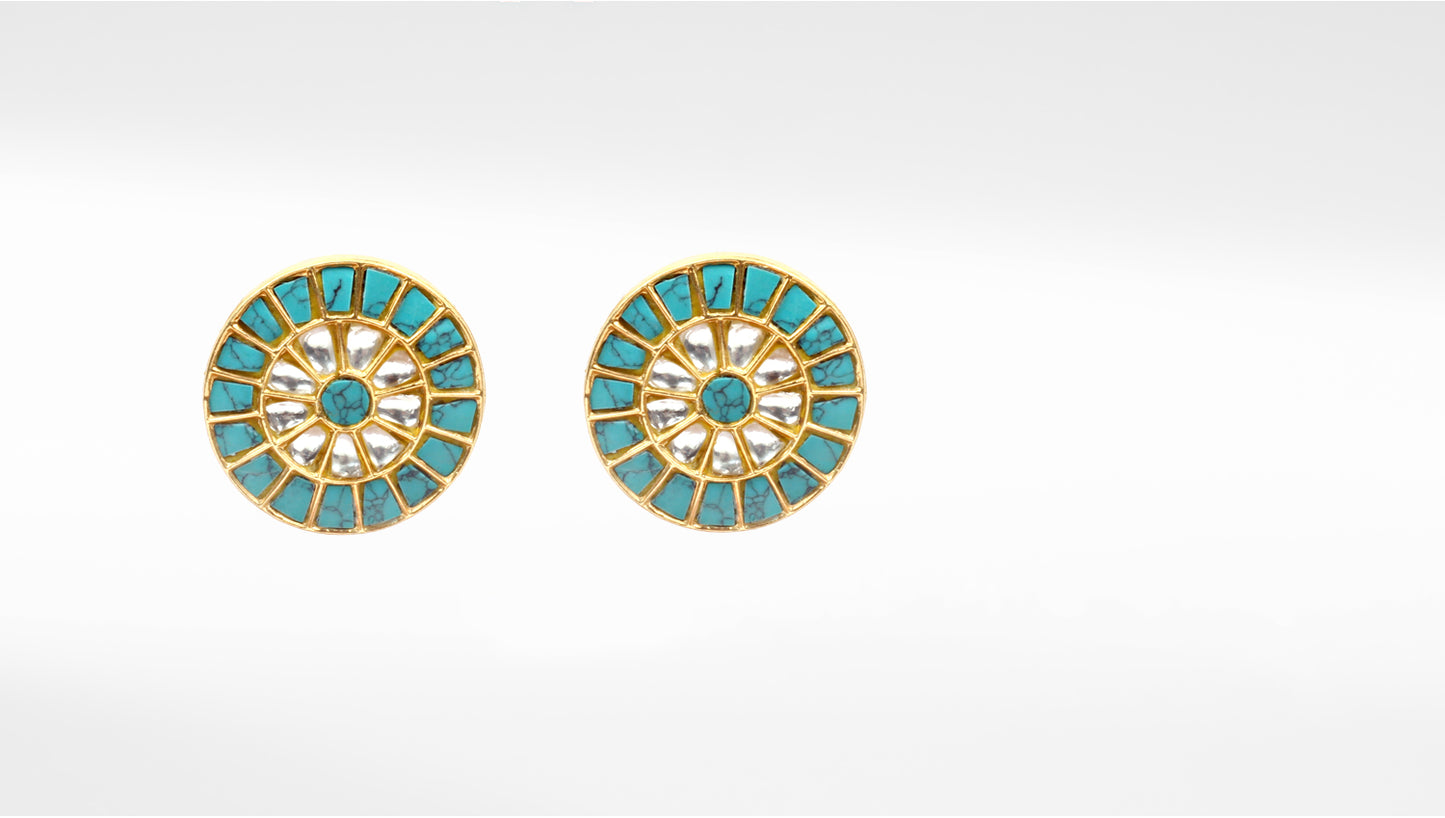 Sangeeta Boochra Turquoise Blue Silver Studs