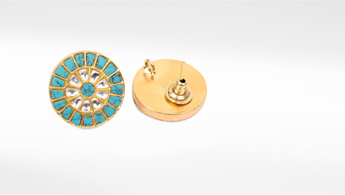 Sangeeta Boochra Turquoise Blue Silver Studs