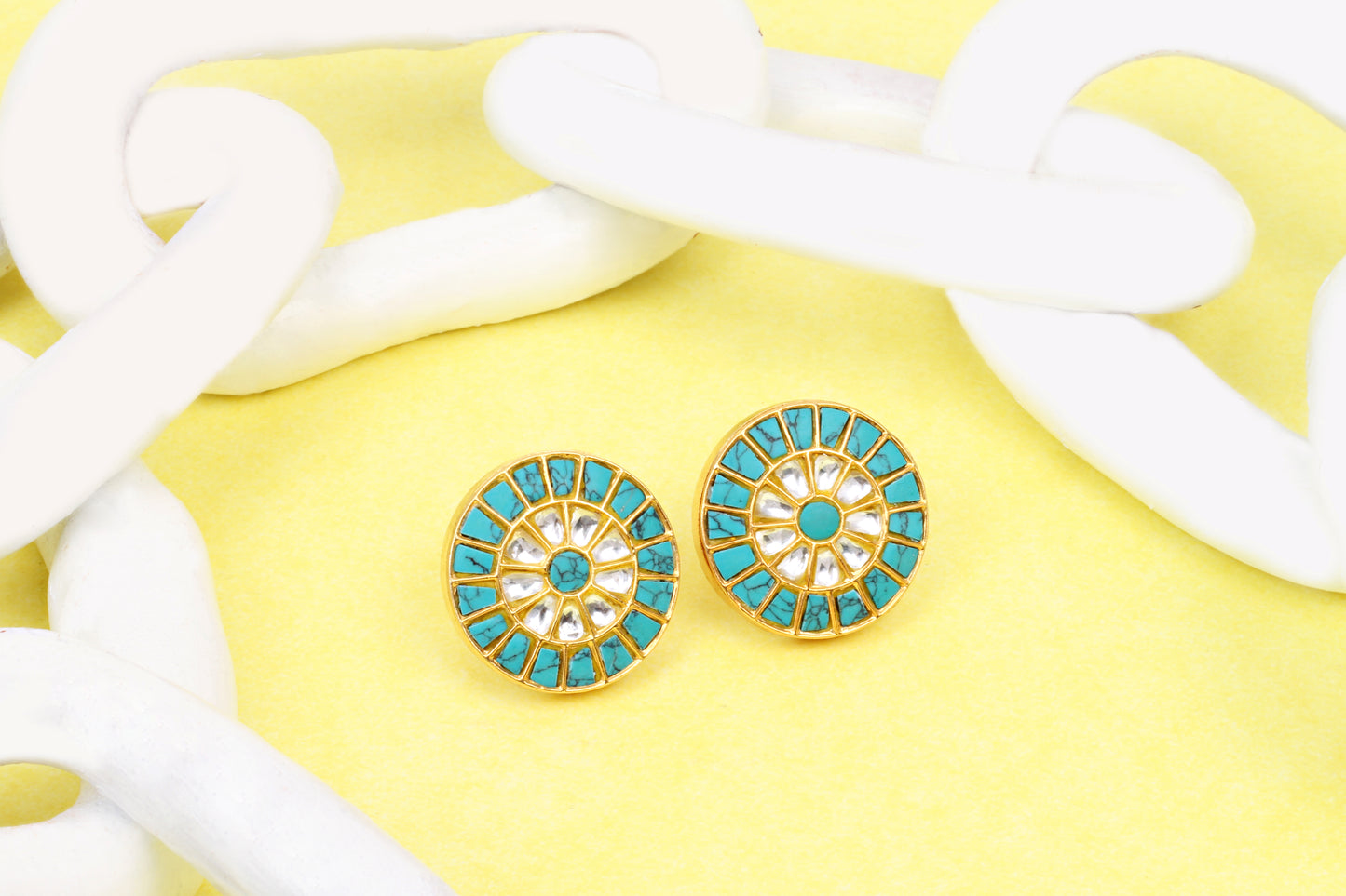 Sangeeta Boochra Turquoise Blue Silver Studs