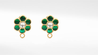 Sangeeta Boochra Gold Plated Emerald Sparkling Studs