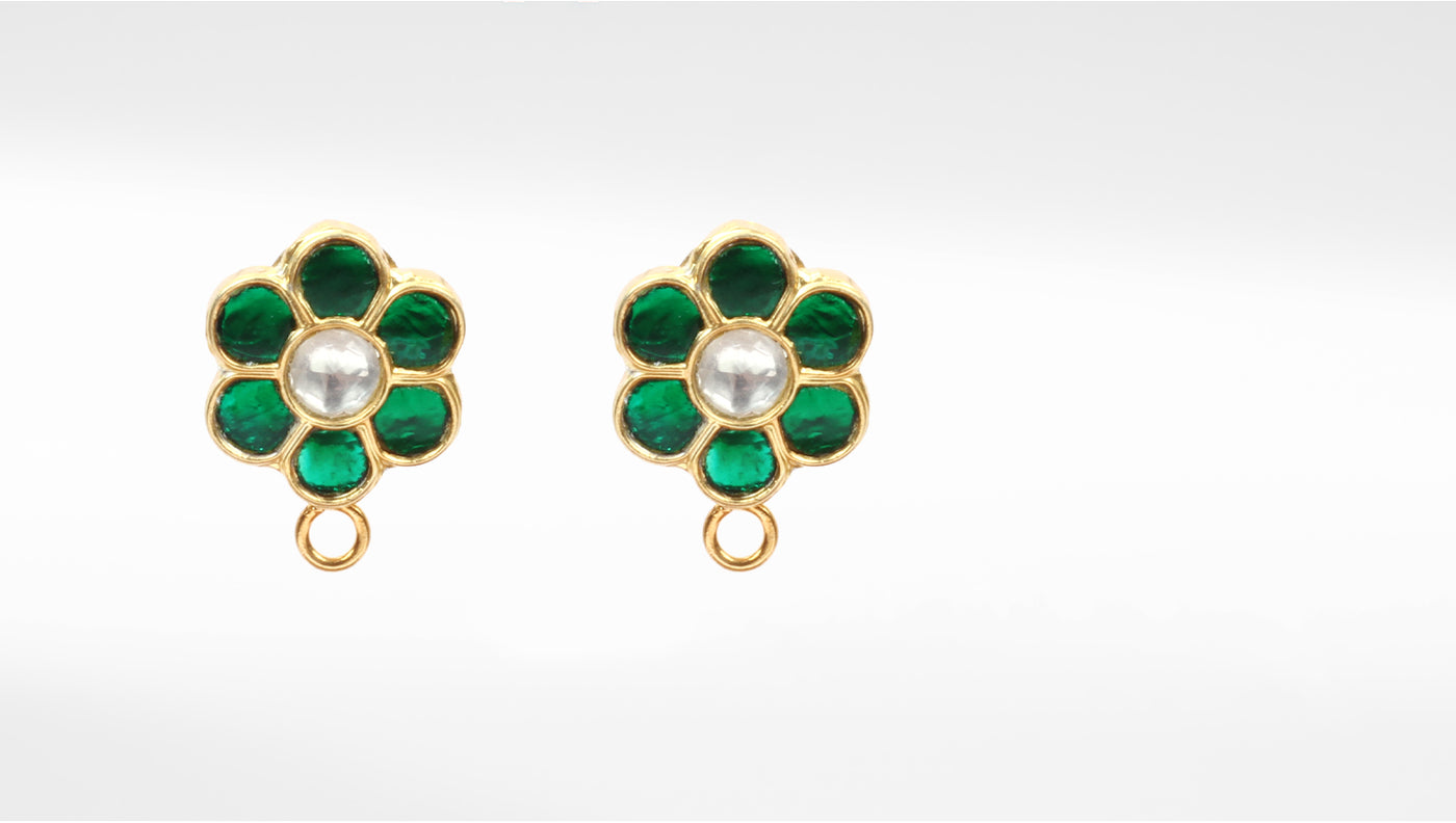 Sangeeta Boochra Gold Plated Emerald Sparkling Studs