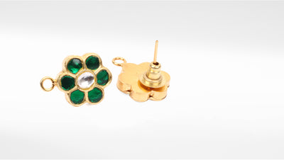 Sangeeta Boochra Gold Plated Emerald Sparkling Studs