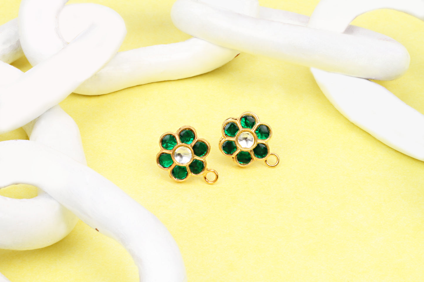 Sangeeta Boochra Gold Plated Emerald Sparkling Studs