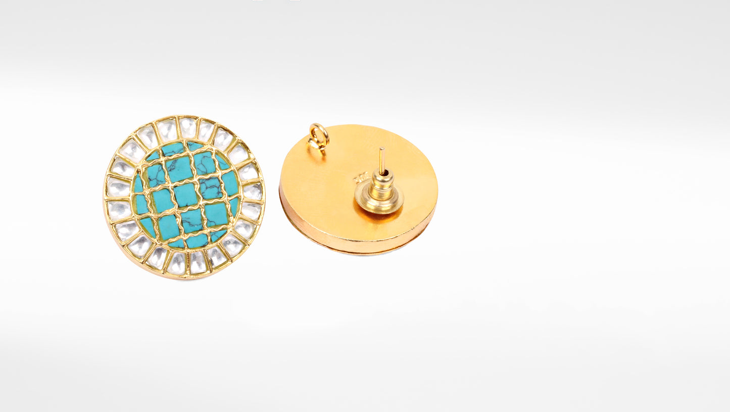 Sangeeta Boochra Gold Plated Raw Emerald Studs