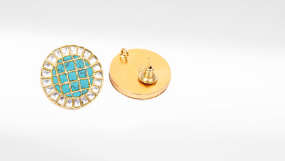 Sangeeta Boochra Gold Plated Raw Emerald Studs