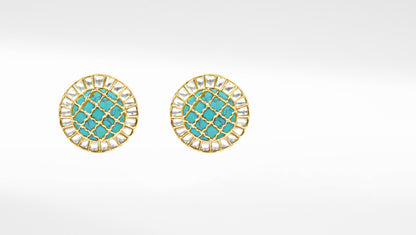 Sangeeta Boochra Gold Plated Raw Emerald Studs