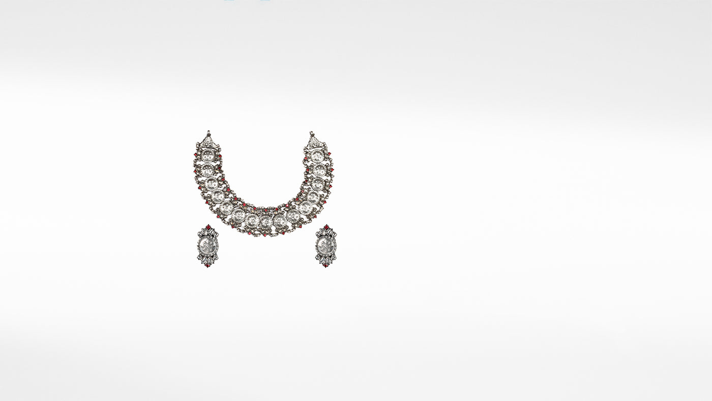 Traditional Silver Necklace with Earrings